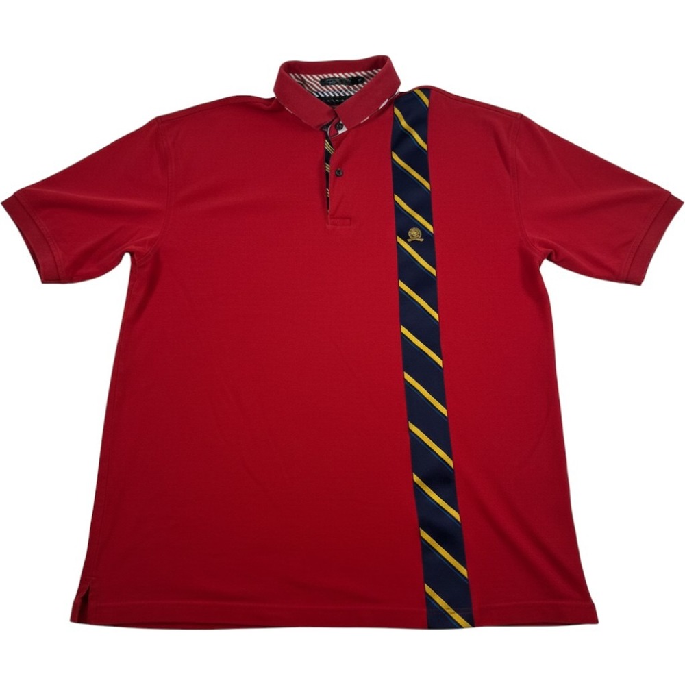 Tommy Hilfiger Mens Red Vertical Stripe Crest Pique Polo Shirt XXL RN 77806